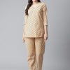 Women NOZ2TOZ | Women'S Yellow Buti Print Cotton Nightwear - Noz2Toz