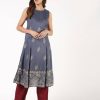 Women Aniyah | Women'S Block Print Flared Kurta - Aniyah Grey