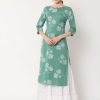 Women The Fab Factory | Women'S Green Printed Straight Kurta - The Fab Factory