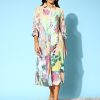 Women Indo Era | Women'S Ethnic Motifs Print Cotton Shirt Midi Dress - Indo Era Green