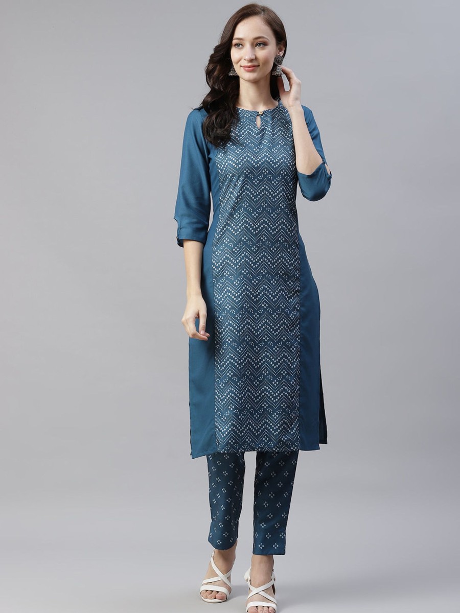 Women Ziyaa | Women'S Blue Colour Digital Printed Rayon Kurta - Ziyaa