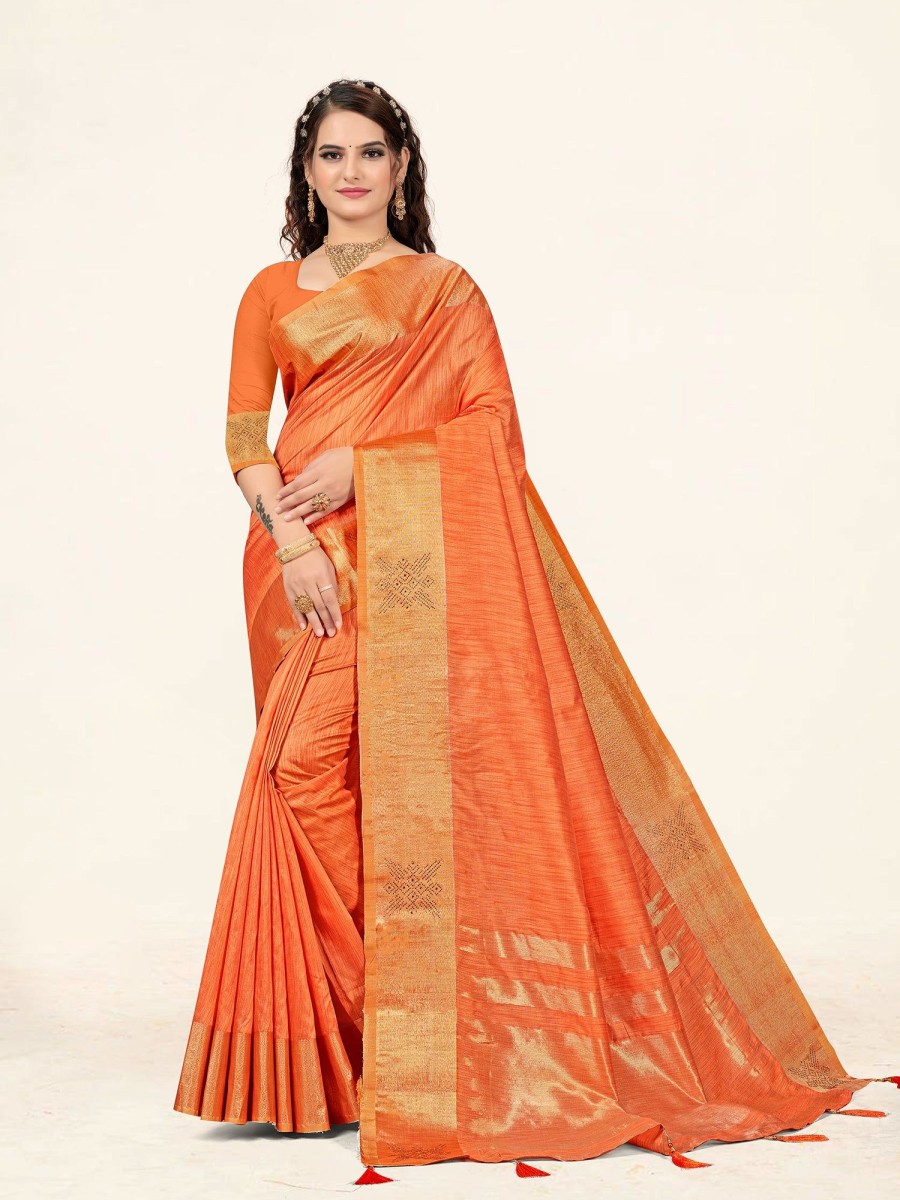 Women Sweet Smile | Women'S Color Stylish Saree With Blouse Set - Sweet Smile Peach