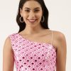 Women Royal Dwells | Women'S Pink Hand Work One Sholder Blouse - Royal Dwells