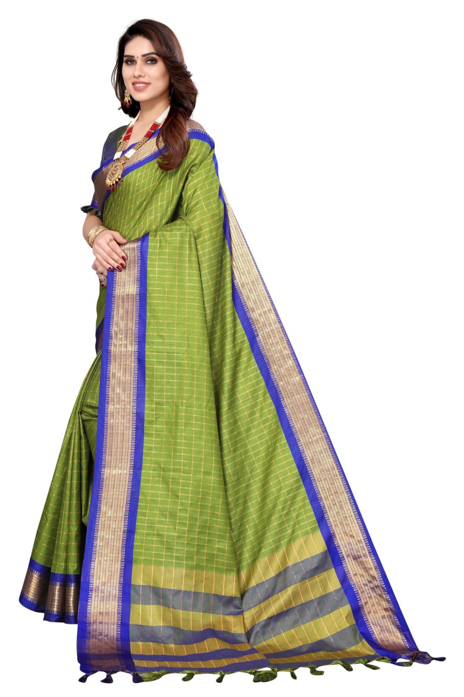 Women Vamika | Women'S Weaving Parrot Cotton Silk Saree - Vamika Green