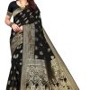 Women Varanga | Women'S Color Banarasi Silk Saree With Blouse - Varanga Black