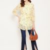 Women BitterLime | Women'S And Pink Shirt Collar Floral Printed Tunic - Bitterlime Yellow