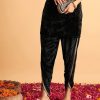 Women Lyush | Women'S Black Velvet Dhoti Pants - Lyush