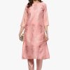 Women Ziyaa | Women'S Pink Poly Silk Kurta By Ziyaa