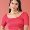 Women Royal Dwells | Women'S Rose Toned Pure Silk Plain Readymade Blouse - Royal Dwells Pink