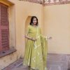 Women Pomcha Jaipur | Women'S Booti Gotta Jaal Cotton Anarkali Set - Pomcha Jaipur Yellow