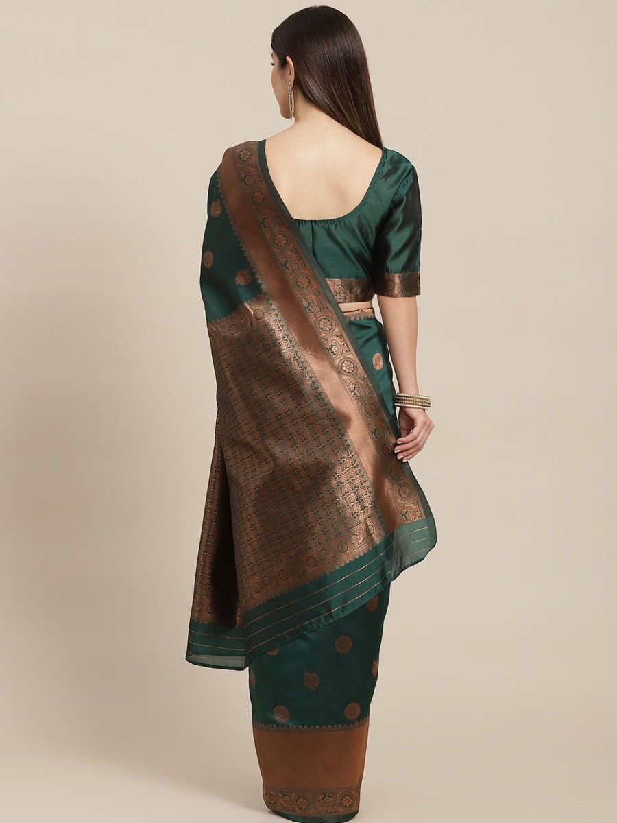 Women Varanga | Women'S Dark Color Banarasi Silk Saree With Blouse - Varanga Green