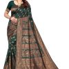 Women Varanga | Women'S Dark ::Gold Color Banarasi Silk Saree With Blouse - Varanga Green