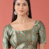 Women Royal Dwells | Women'S Lime Toned Polyester Gotta Print Readymade Blouse - Royal Dwells Green