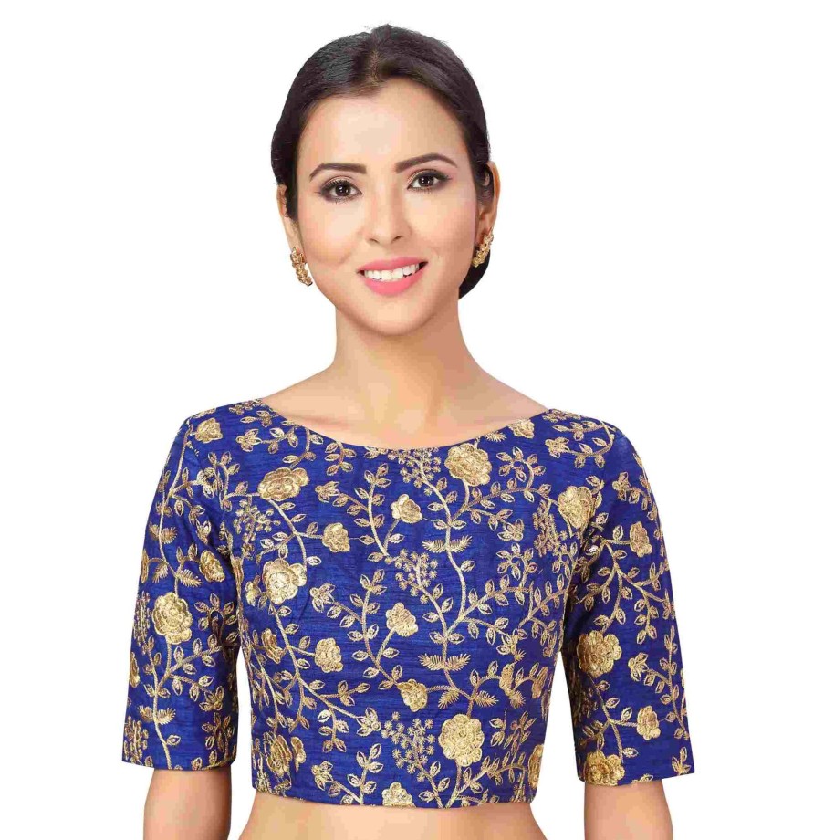 Women Shringaar | Women'S Royal Blue Embroidered Blouse By Shringaar- (1Pc Set)