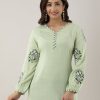 Women Charu | Women'S Embroidered Viscose Rayon Regular Top (Light ) - Charu Green