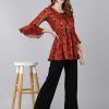 Women Kipek | Women'S Rayon Printed Peplum Top ( ) - Kipek Red