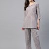 Women NOZ2TOZ | Women'S Grey Printed Loungewear/Nightwear - Noz2Toz