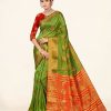 Women Sweet Smile | Women'S Mehandi Color Stylish Saree With Blouse Set - Sweet Smile Green