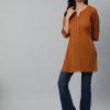 Women Nayo Clothing | Women'S Mustard U0026 Red Printed Tunic - Nayo Clothing