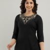 Women Charu | Women'S Embroidered Viscose Rayon Regular Top ( ) - Charu Black