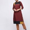 Women Aniyah | Women'S Color Block Straight Kurta - Aniyah Brown