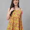 Women Janasya | Women'S Floral Print Cotton Tops - Janasya Yellow