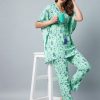 Women StyleStone | Women'S U0026 Blue Floral Printed Kaftan Style Set - Stylestone Green