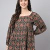 Women Janasya | Women'S Paisley Print Cotton Tops - Janasya Black