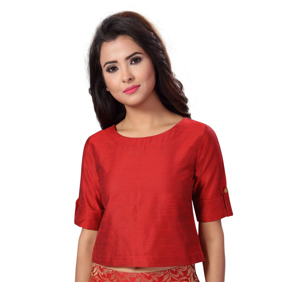 Women Shringaar | Women'S Cotton Half Sleeve Saree Blouse - Shringaar Maroon