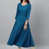 Women Kipek | Women'S Rayon Anarkali Kurta By Kipek (1Pc) Blue