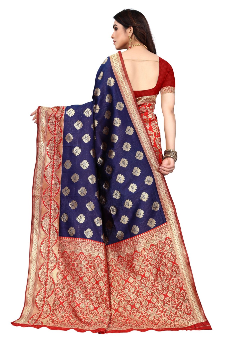 Women Varanga | Women'S Royal Color Banarasi Silk Saree With Blouse - Varanga Blue