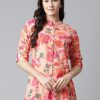 Women NOZ2TOZ | Women'S Rayon Peach Floral Print Top - Noz2Toz