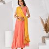 Women RANGPUR | Women'S Check Anarkali Set-Rangpur Peach