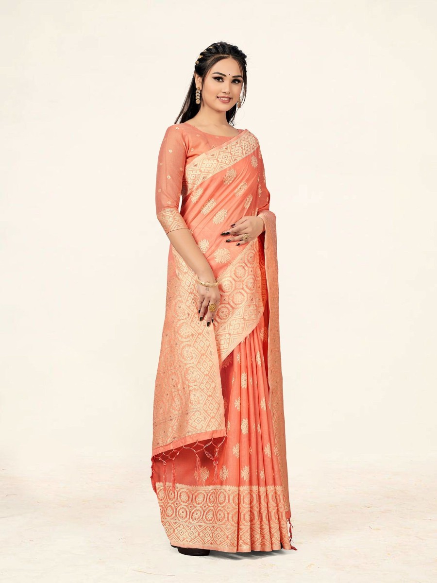 Women Sweet Smile | Women'S Color Stylish Saree With Blouse Set - Sweet Smile Peach