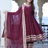 Women Lado Jaipuri | Women'S Burgundy Cotton Anarkali Set - Lado Jaipuri Wine