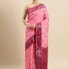 Women Sangam Prints | Women'S Silk Silver Zari Work Traditional Tassle Saree - Sangam Prints Pink