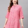 Women NOZ2TOZ | Women'S Pink Bandhani Print Rayon Top - Noz2Toz