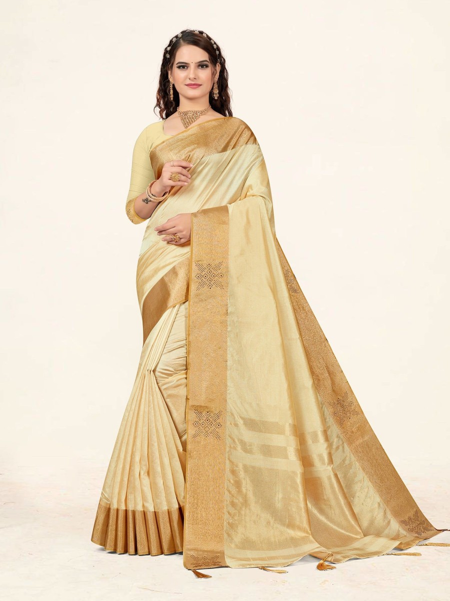 Women Sweet Smile | Women'S Color Stylish Saree With Blouse Set - Sweet Smile Beige