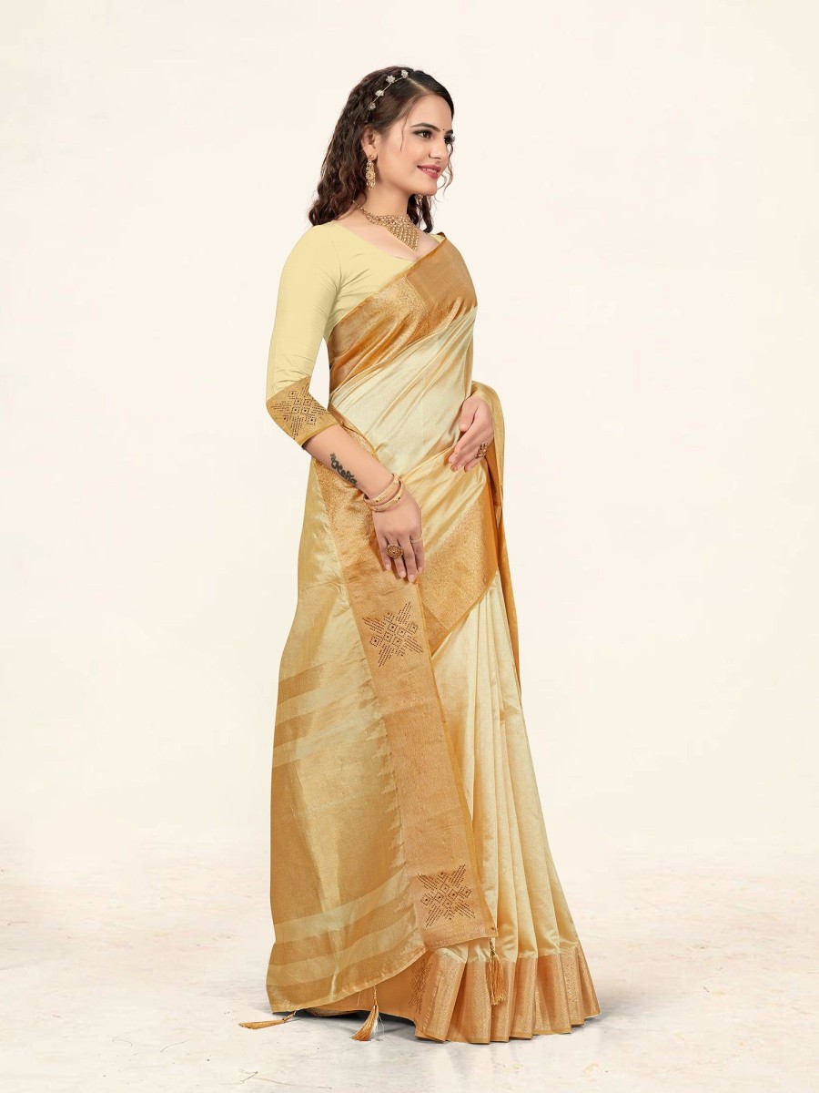 Women Sweet Smile | Women'S Color Stylish Saree With Blouse Set - Sweet Smile Beige