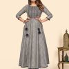 Women Vbuyz | Women'S Embroidered Anarkali Cotton Bland Stitched Kurta - Vbuyz Grey