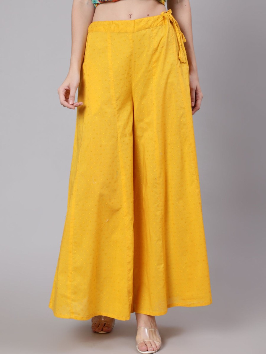 Women AKS | Women'S Ankle-Length Flared Palazzo - Aks Yellow