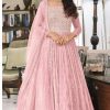 Women Monjolika | Women'S Baby Pink Embroidered Mehndi Trendy Anarkali Salwar Kameez - Monjolika