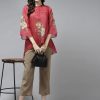 Women Bhama Couture USA | Women'S Printed A-Line Tunic - Bhama Couture Usa Red