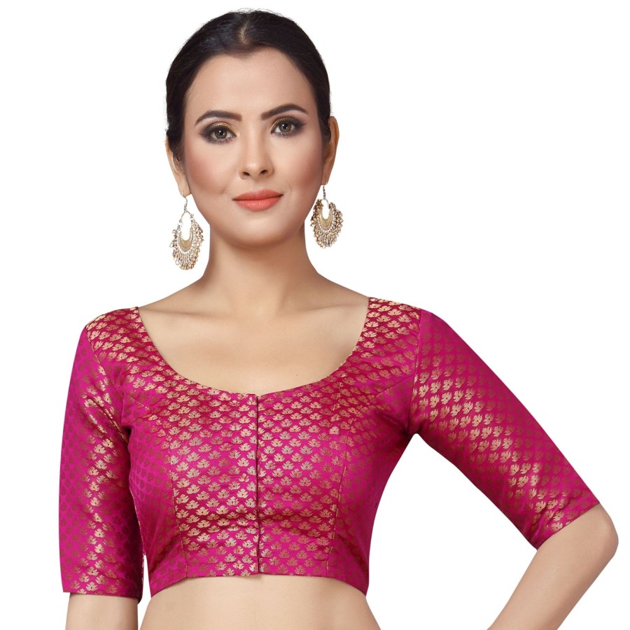 Women Shringaar | Women Pink Brocade Saree Blouse By Shringaar (1Pc)