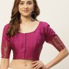 Women Shringaar | Women'S Wine Purple Brocade Blouse By Shringaar- (1Pc Set