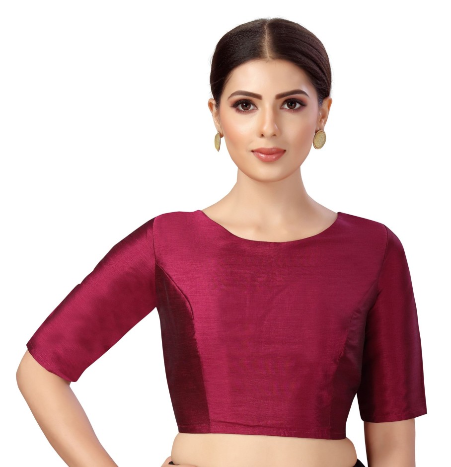 Women Shringaar | Women'S Polyester Plain Coloured Saree Blouse. - Shringaar Wine